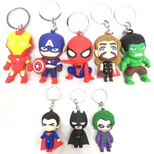 Batman Iron Spider Super man Thor Hulk figure doll key chains