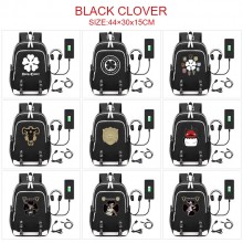 Black Clover USB charging laptop backpack school bag