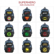 Batman Iron Spider Super man Thor Hulk nylon backpack bag