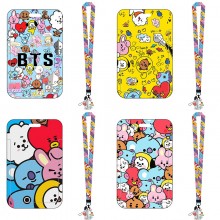 BTS BT21 star ID cards holders cases lanyard key chain