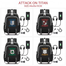 Attack on Titan anime USB charging laptop backpack school bag
