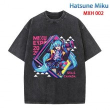 Hatsune Miku anime short sleeve wash water worn-out cotton t-shirt