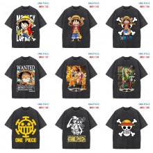 One Piece anime short sleeve wash water worn-out cotton t-shirt