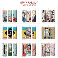 SPY FAMILY anime coffee water bottle cup with straw stainless steel