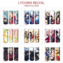 Lycoris Recoil anime coffee water bottle cup with straw stainless steel