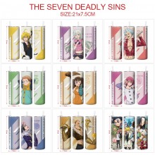 The Seven Deadly Sins anime coffee water bottle cup with straw stainless steel