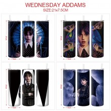 Wednesday Addams coffee water bottle cup with straw stainless steel