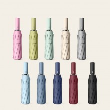 The fashion solid color tri-fold automatic umbrella 12K