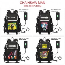 Chainsaw Man anime USB charging laptop backpack school bag