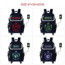 The Seven Deadly Sins anime USB charging laptop backpack school bag