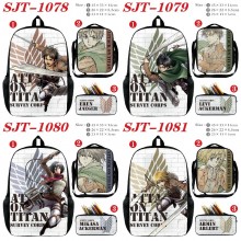 Attack on Titan anime nylon backpack bag shoulder pencil case set