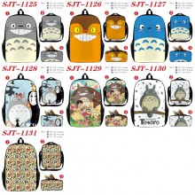 Totoro anime nylon backpack bag shoulder pencil case set
