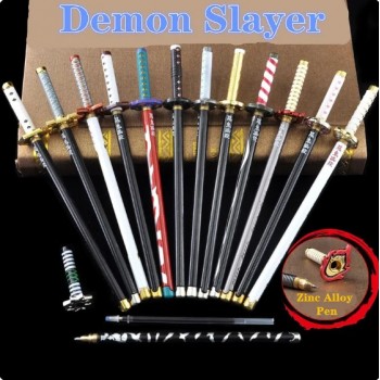 17 Styles Japan Anime Demon Slayer Weapon Sword Model Gel Pen 0.5mm Black Refill Cosplay Prop Kid Student Gift