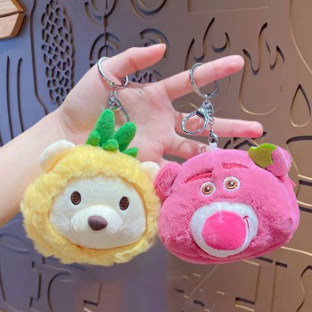 Pooh Strawberry Bear anime plush doll key chains