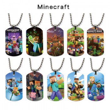 Minecraft game dog tag military army necklace