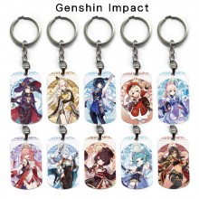 Genshin Impact game dog tag military army key chain