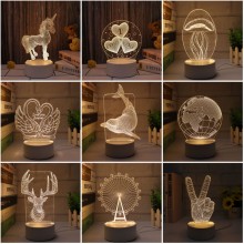 Creative Cute lovers Acrylic Figure 3D Lamp USB Night Light