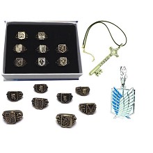 Attack on Titan anime rings+necklaces a set
