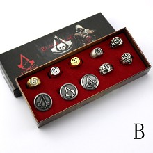 Assassin's Creed pins+rings a set(10pcs a set)