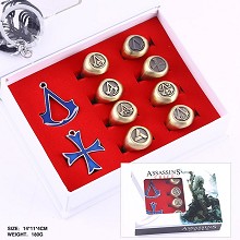 Assassin's Creed anime necklace+keychain+rings set(10pcs a set)