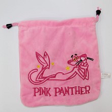 Pink panther anime plush drawstring bag
