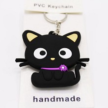 Black cat two-sided key chain