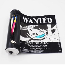 One Piece Luffy wanted anime pen bag
