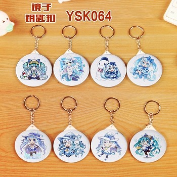 Hatsune Miku anime mirrow key chains set(8pcs a set)