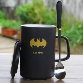 Batman anime cup+lid+spoon a set