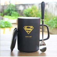 Super man anime cup+lid+spoon a set