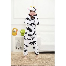 Cartoon animal cow flano pajamas dress hoodie