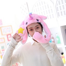 Cute Unicorn Plush Hat Ear Shape Can Move Cap Plus...