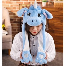 Cute Unicorn Plush Hat Ear Shape Can Move Cap Plush Gift Dance Toy Velvet