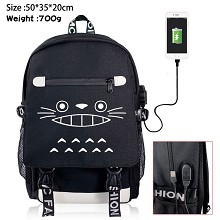 Totoro anime USB charging laptop backpack school bag