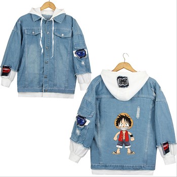 Boys Girls Jean Coat Anime One Piece Hoodies Denim Jacket Hooded Streetwear  Gift | eBay