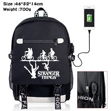 Stranger Things USB charging laptop backpack school bag
