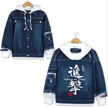 Attack on Titan anime fake two pieces denim jacket hoodie cloth