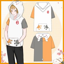Natsume yuujinchou cotton short sleeve hoodie t-shirt