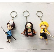 Demon Slayer anime figure doll key chains set(3pcs a set)