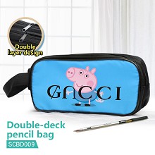 Peppa Pig anime double deck pencil bag pen bag
