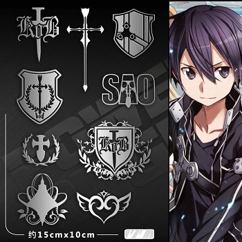 Sword Art Online anime metal mobile phone stickers a set