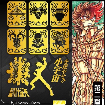 Saint Seiya anime metal mobile phone stickers a set