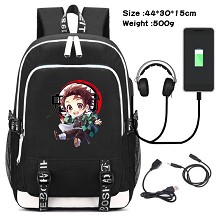 Demon Slayer anime USB charging laptop backpack school bag