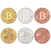 BTC Bitcoin Commemorative Coin Collect Badge Lucky...