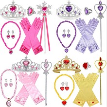 Frozen anime gloves+necklace+ring+earrings+crown+m...