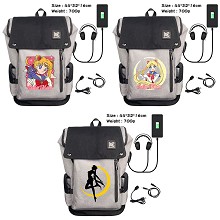 Sailor Moon anime USB charging laptop backpack sch...