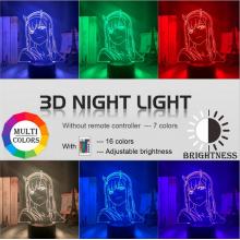 DARLING in the FRANXX 3D 7 Color Lamp Touch Lampe Nightlight+USB