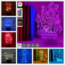 One piece anime 3D 7 Color Lamp Touch Lampe Nightlight+USB