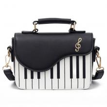 Piano keys PU satchel shoulder bag