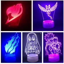 Fairy Tail anime 3D 7 Color Lamp Touch Lampe Nightlight+USB